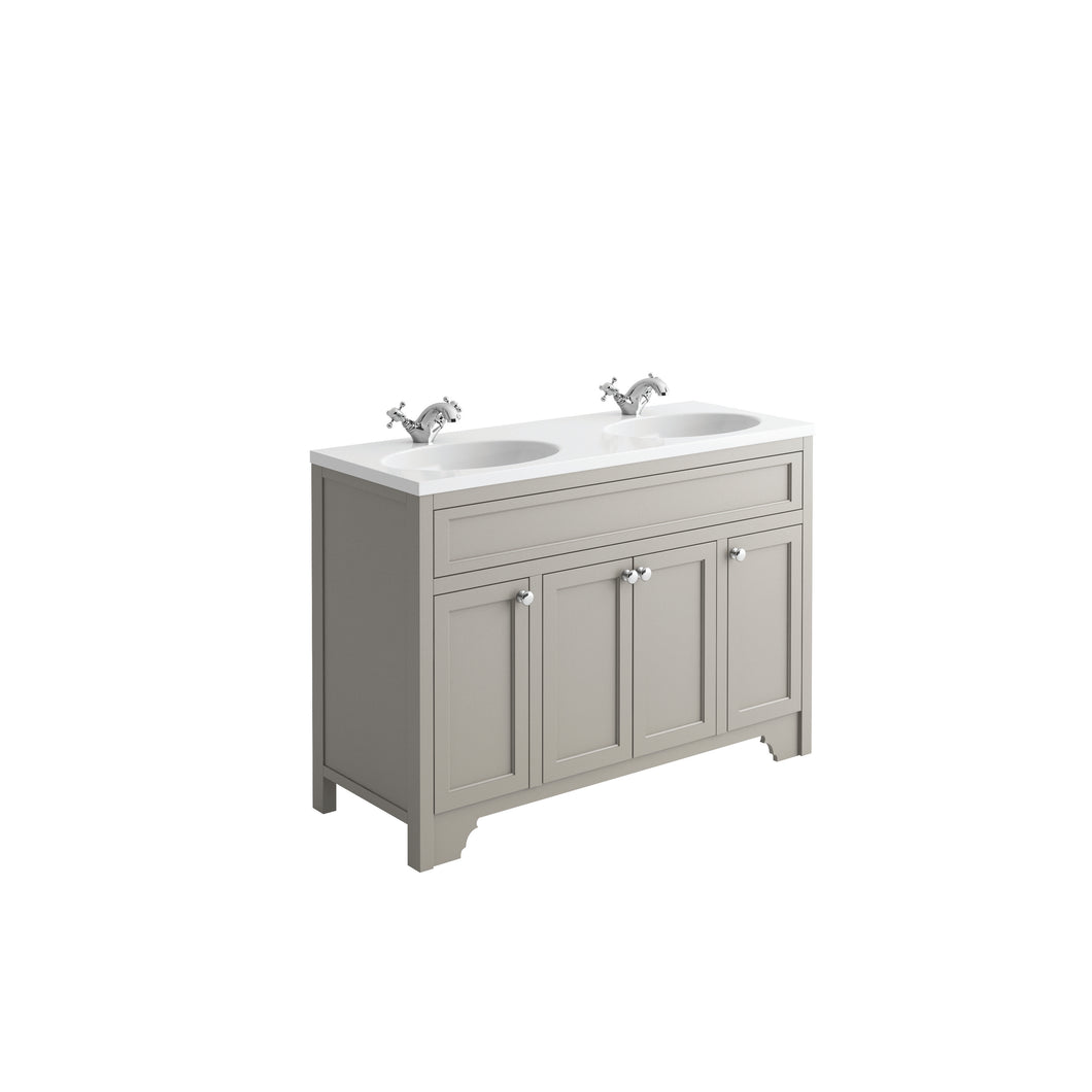 Freshwater Chy 120cm Traditional Bathroom Furniture Floor Double Undermount Vanity Cabinet  - Light Grey
