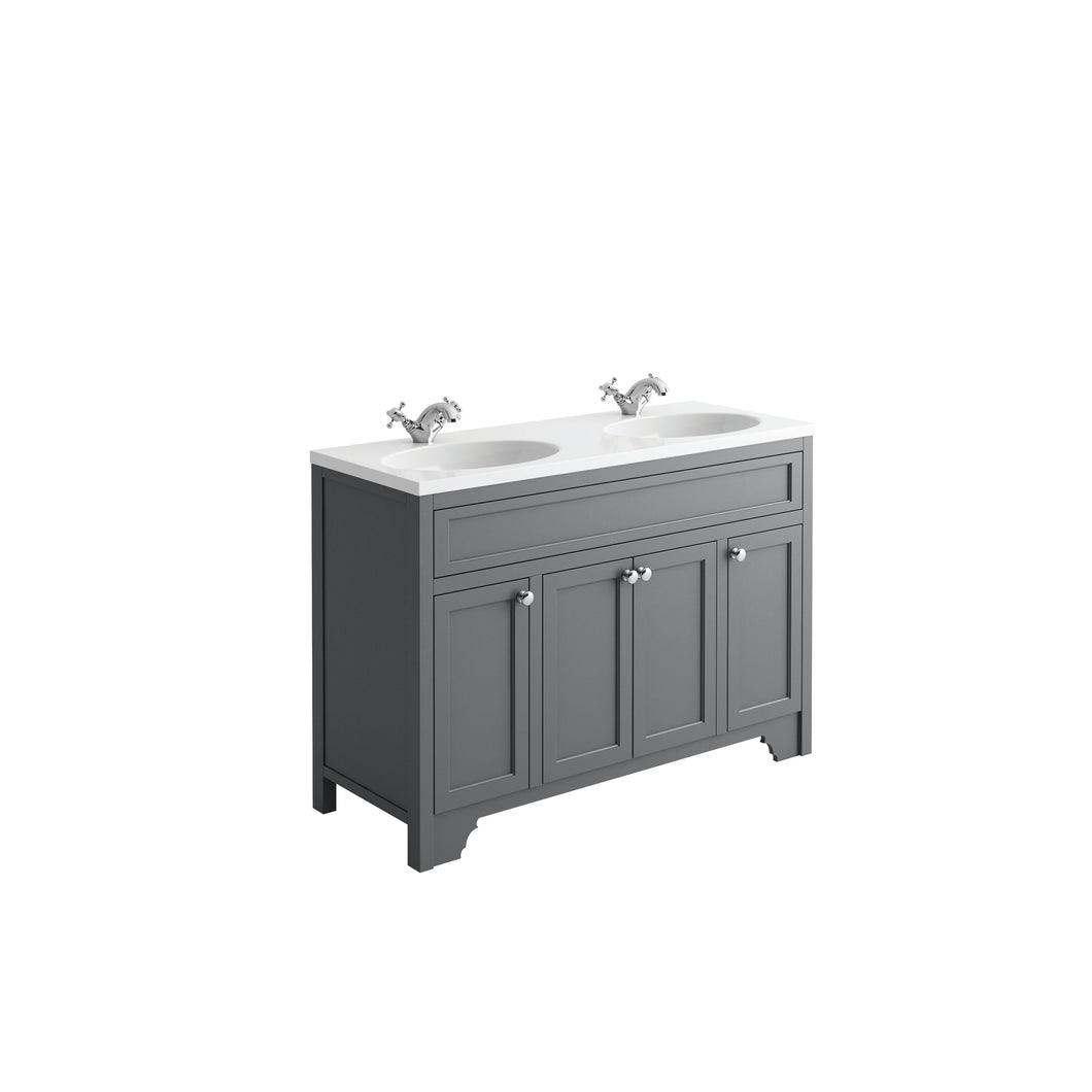 Freshwater Chy 120cm Traditional Bathroom Furniture Floor Double Undermount Vanity Cabinet  - Dark Grey