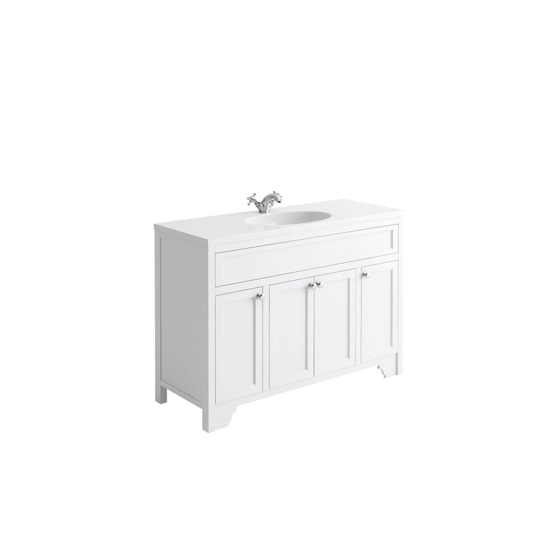 Freshwater Chy 120cm Traditional Bathroom Furniture Floor Single Undermount Vanity Cabinet  - Artic White