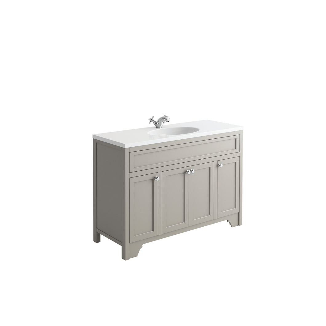 Freshwater Chy 120cm Traditional Bathroom Furniture Floor Single Undermount Vanity Cabinet  - Light Grey