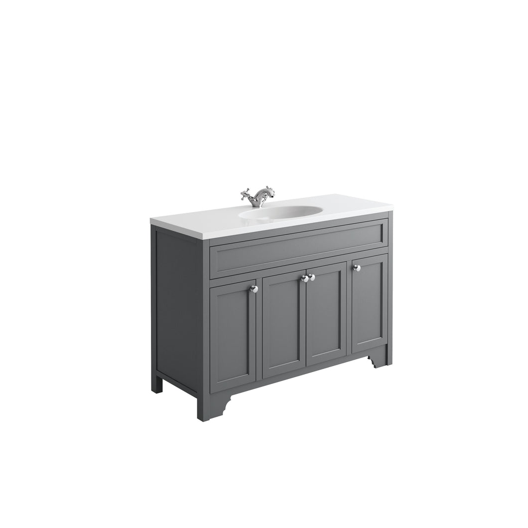 Freshwater Chy 120cm Traditional Bathroom Furniture Floor Single Undermount Vanity Cabinet  - Dark Grey