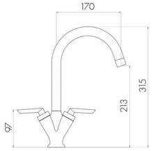 Load image into Gallery viewer, Vares-A, &#39;Liver&#39; Nickel Dual Lever Monobloc Swivel Kitchen Sink Taps
