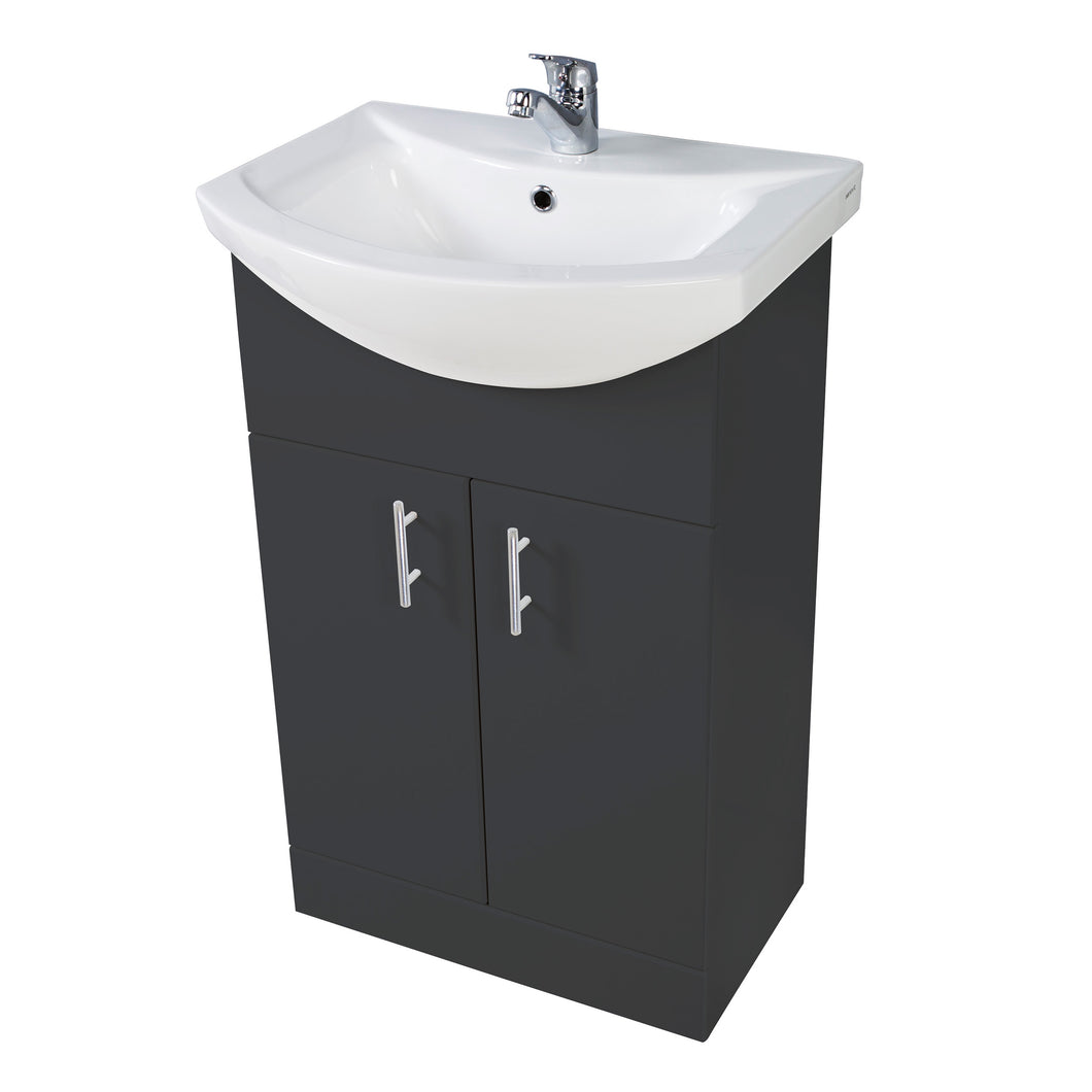 Lanza 550mm Floor Mounted Bathroom Vanity & Basin - Anthracite