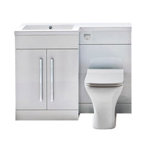 Load image into Gallery viewer, Lili 1100mm L Shape Combination Furniture Pack Bathroom Unit &amp; Basin - White Gloss  (Left or Right Handed)
