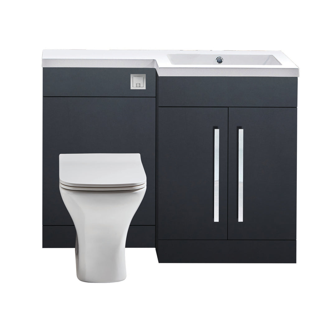 Lili 1100mm L Shape Combination Furniture Pack Bathroom Unit & Basin - Matt Grey (Left or Right Handed)