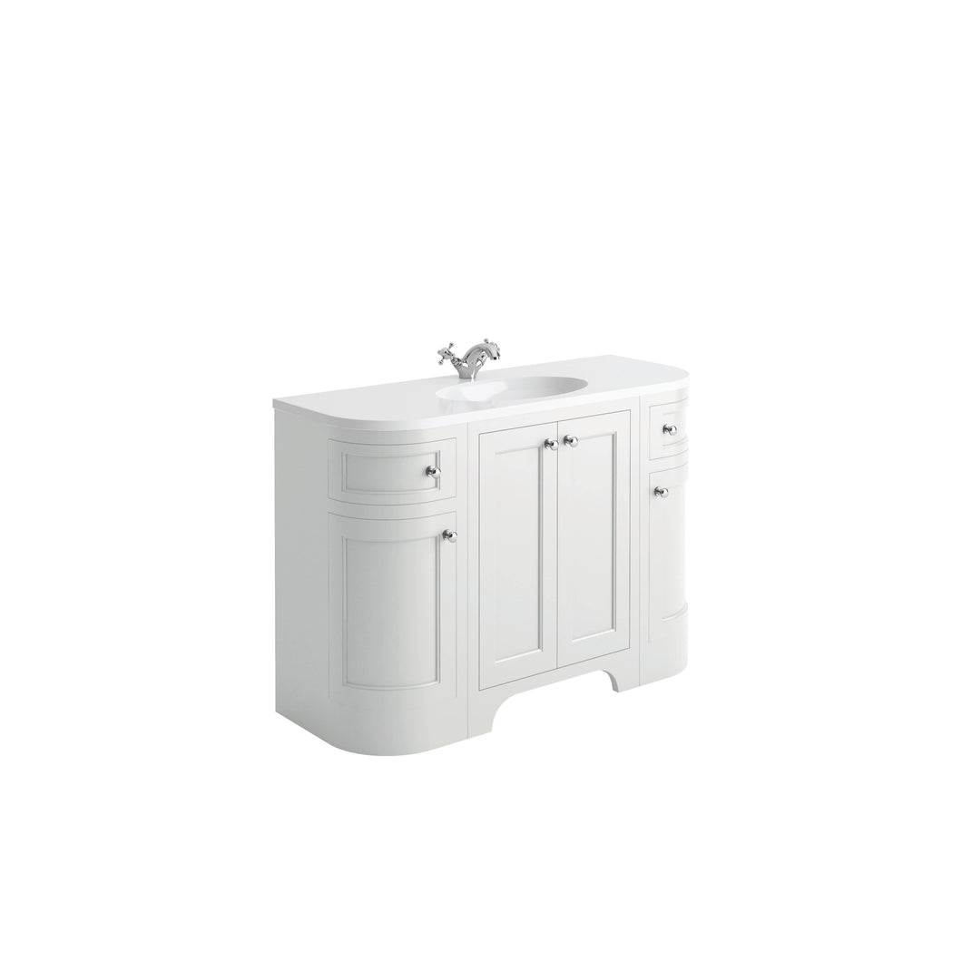 Freshwater Wick Curved 120cm Traditional Bathroom Furniture Floor Single Undermount Vanity Cabinet  - Artic White