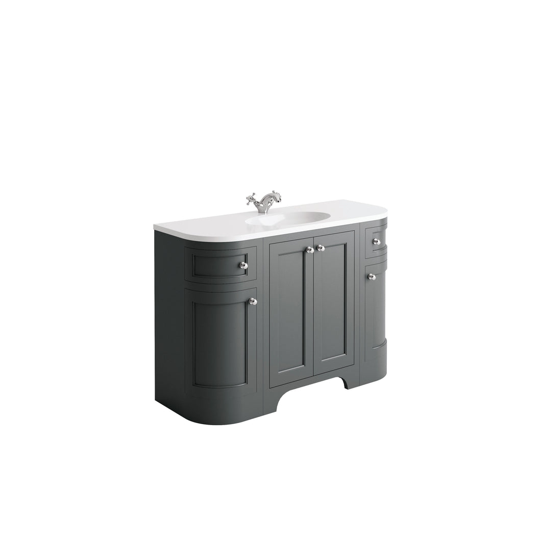 Freshwater Wick Curved 120cm Traditional Bathroom Furniture Floor Single Undermount Vanity Cabinet  - Dark Grey