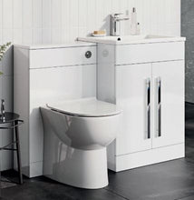 Load image into Gallery viewer, Bathroom Furniture Suite. Lili Bathroom 2 Door Vanity Unit, Basin, Denza Sq BTW, Seat &amp; WC Unit with Cistern Pack - White Gloss
