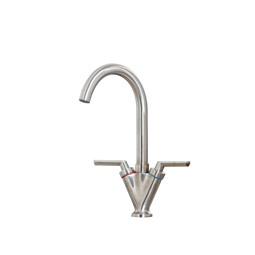 Vares-A, 'Liver' Nickel Dual Lever Monobloc Swivel Kitchen Sink Taps