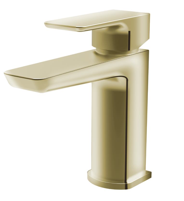 Scudo Muro Brushed Brass Bathroom Taps Mono Basin Taps, Bath Filler or Bath Shower Mixer