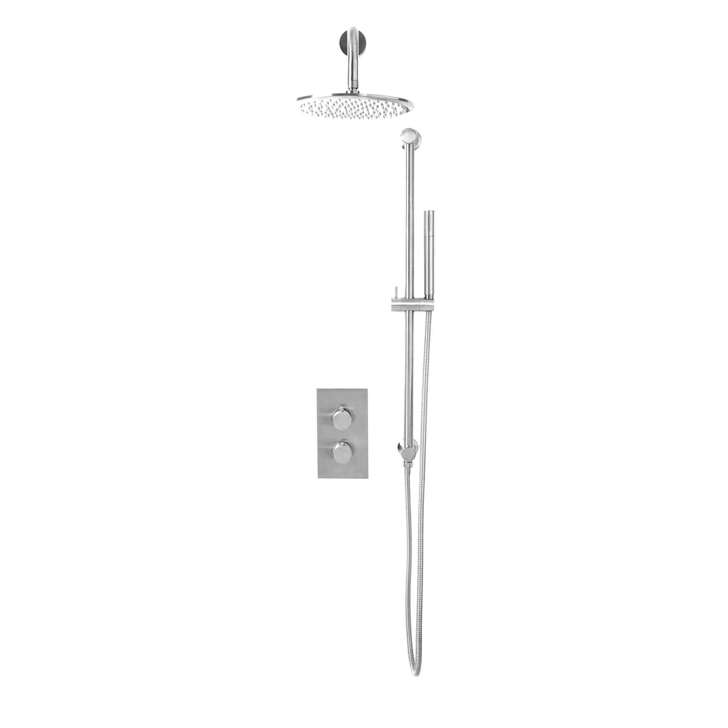 Desire Bathroom Knurled Concealed Shower Valve with Rigid Riser & Handset - Chrome