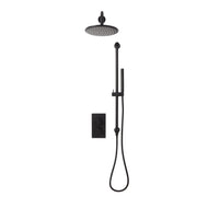 Desire Bathroom Knurled Concealed Shower Valve with Rigid Riser & Handset - Black