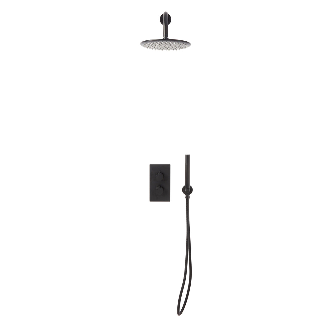 Desire Bathroom Knurled Concealed Shower Valve with Mounting Holder & Handset - Black