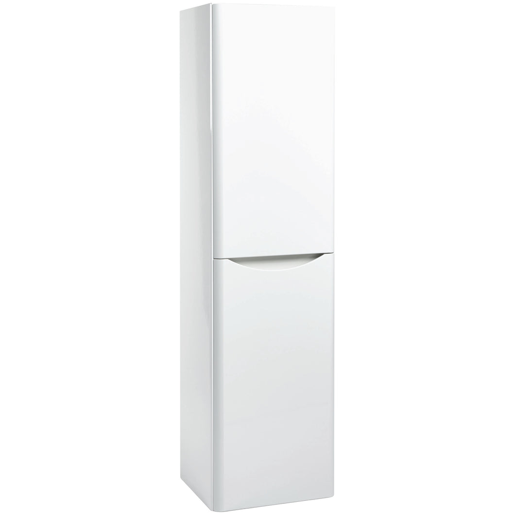 Scudo Bella 1500mm Handless Tall Bathroom Cabinet - Wall Hung Tallboy - White Gloss