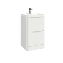 Load image into Gallery viewer, Scudo Bella 500 Handless Floor Cabinet with Basin. 2 Drawer Soft Close - White Gloss
