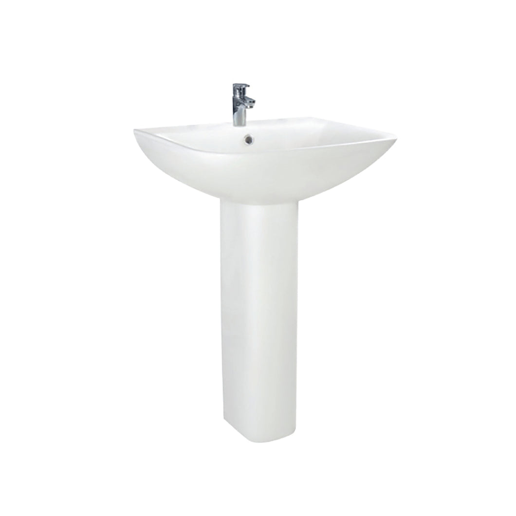 Vares-A Nix Bathroom Sink Basin & Pedestal  550mm 1 Tap Hole - White