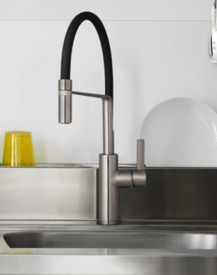 Francis Pegler Chef Swept Single Lever Monobloc  Pull Out Spout Kitchen Tap - Chrome