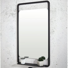 Load image into Gallery viewer, Scudo Mono Black Soft Square Bathroom Mirror with Shelf 500 x 900mm
