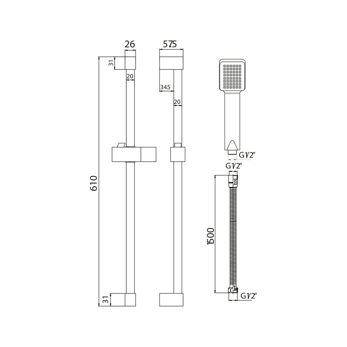 Lunar Slide Bathroom Shower Rail Kit – Bathrooms Liverpool - Long Lane ...