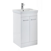 Load image into Gallery viewer, 600mm Eve Bathroom Vanity Floor Unit Cabinet with Basin. Gloss White -  Chrome or Brushed Brass fittings
