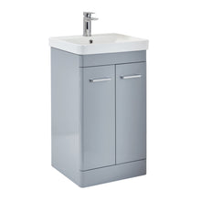 Load image into Gallery viewer, Eve Bathroom Set: 500mm Bathroom Vanity Floor Unit Cabinet with Basin, 500mm WC Unit, Cistern Pack Square Chrome Button, Nix BTW Pan/Seat - Pebble Grey
