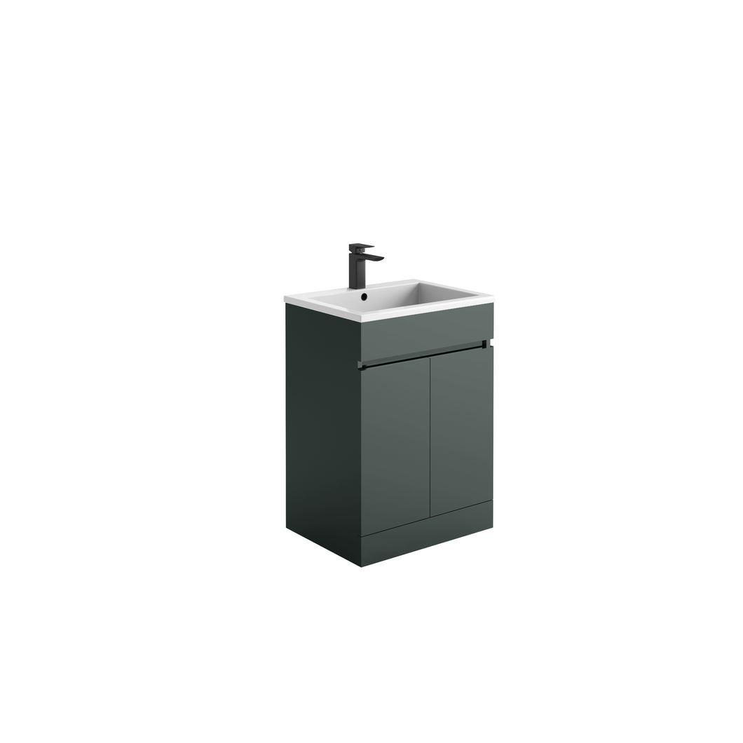 Empire 600mm 2 Door Handless Bathroom Vanity Unit & Basin - Anthracite Grey