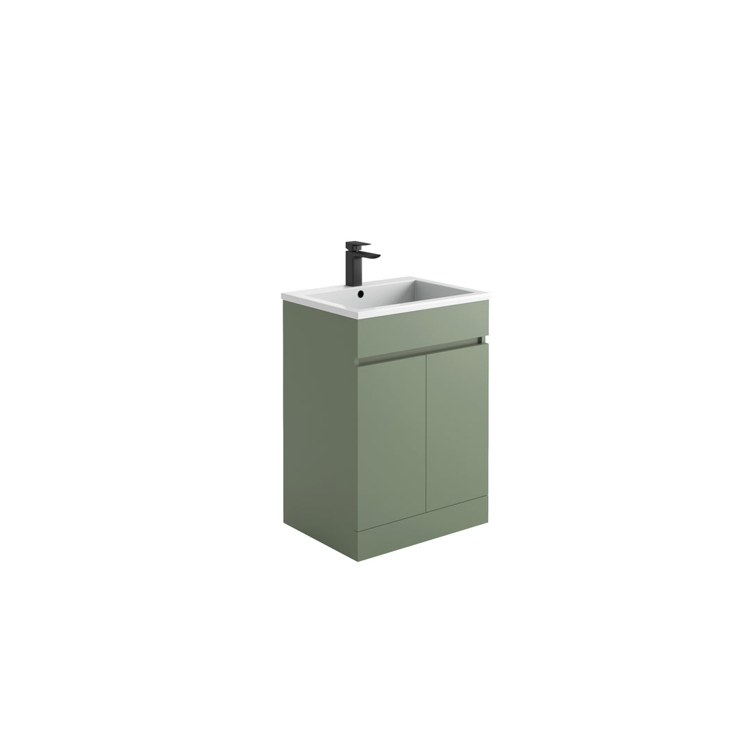 Empire 600mm 2 Door Handless Bathroom Vanity Unit & Basin - Green