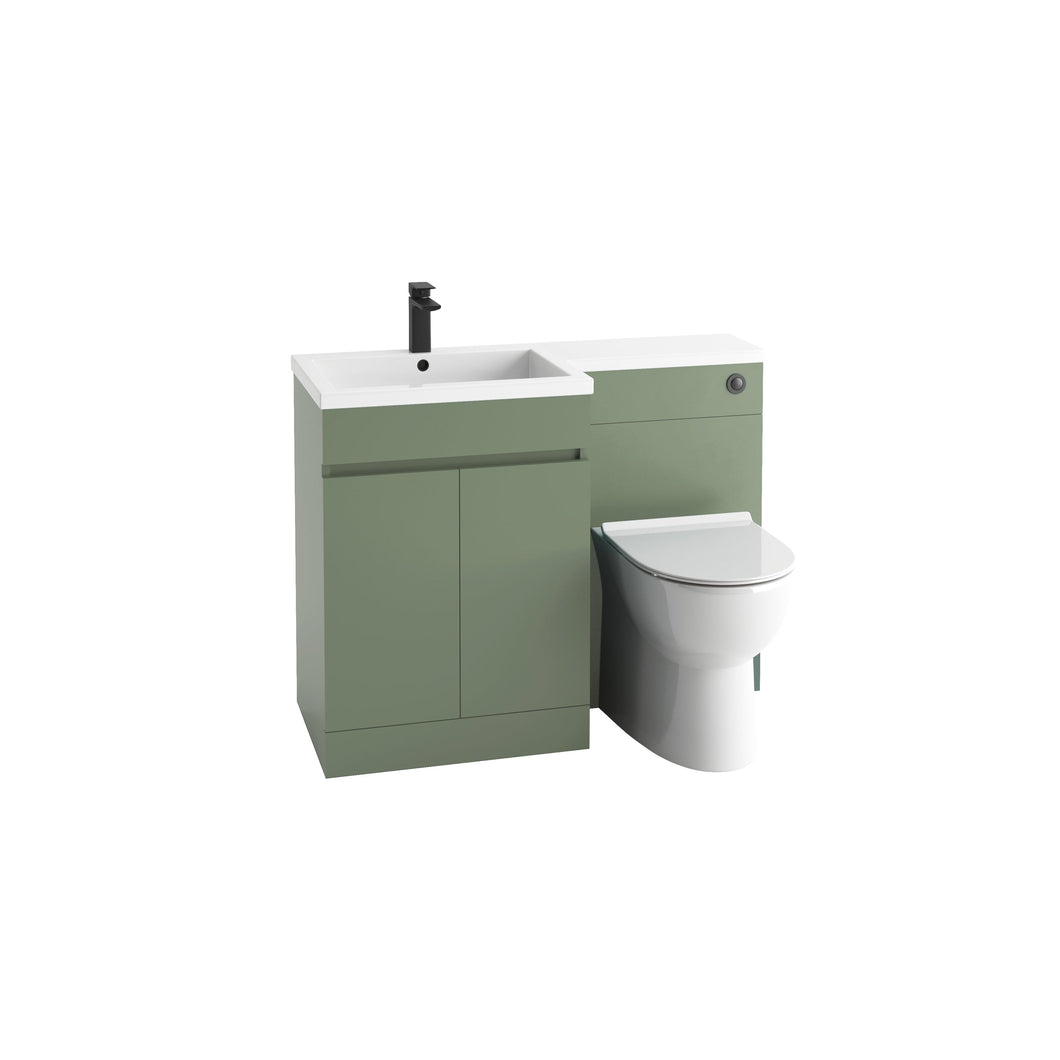 Complete Set: Empire Handless 1100mm L Shape Furniture Pack Bathroom Unit & Basin - Green (Left or Right Handed)