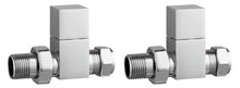 Load image into Gallery viewer, Vares-A Modern Cube Straight Radiator Valves (Pair) - Chrome
