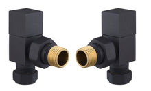 Load image into Gallery viewer, Vares-A Modern Cube Angled Radiator Valves (Pair) - Black
