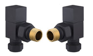 Vares-A Modern Cube Angled Radiator Valves (Pair) - Black