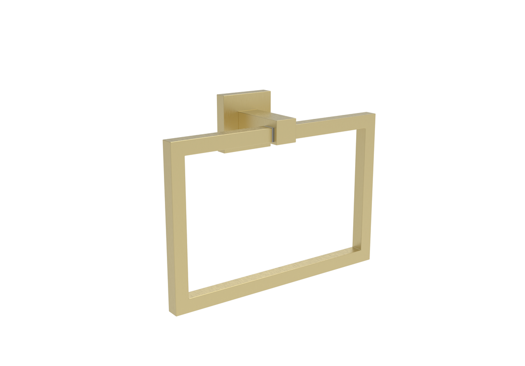 Vares-A  Square Bathroom Square Towel Ring  - Brushed Brass