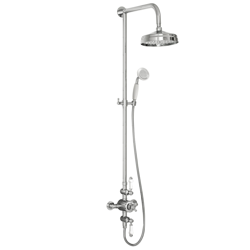 Vares-A Freshwater Traditional Chrome Bathroom Exposed Shower with Rigid Riser & Handset