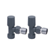Vares-A Modern  Angled Radiator Valves (Pair) - Anthracite