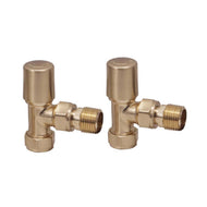 Modern  Angled Radiator Valves (Pair) - Brushed Brass