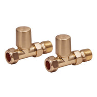 Modern  Straight Radiator Valves (Pair) - Brushed Brass