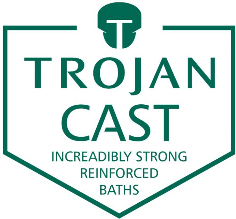 Trojan Cast 1700 Reinforced L Shape Shower Baths. Bath, Panel, Glass Screen - Chrome or Black