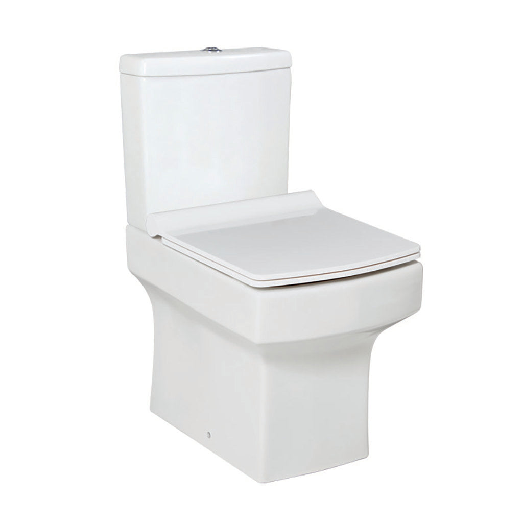Vola Close Couple Square Toilet with Soft Close Slim Seat - Open Back