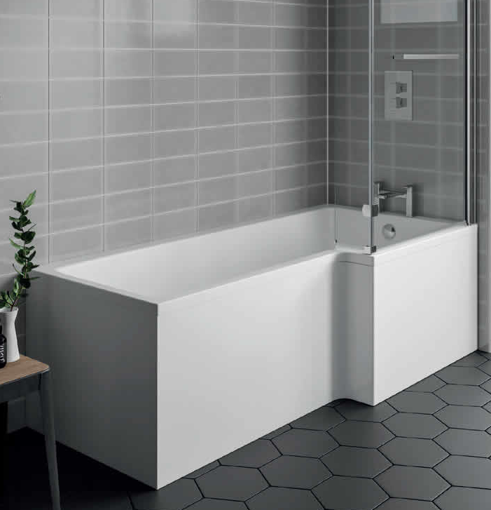 Vares-A 1700 L Shape Shower Baths. Bath, Panel & Glass Screen. Right Handed       (Not Trojan)