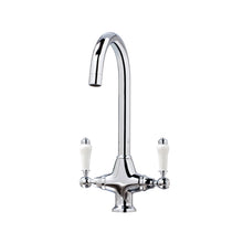 Load image into Gallery viewer, Vares-A &#39;York&#39; Chrome Traditional Dual Lever Swan Neck Monobloc Kitchen Sink Taps
