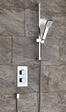 Load image into Gallery viewer, Chrome or Black - Square Concealed Thermostatic Shower Set 1 - Twin Valve - Riser Kit - Outlet Elbow
