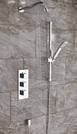 Chrome or Black - Square Concealed Thermostatic Shower Set 4 - Triple Valve - Riser Kit - Wall Arm - Outlet Elbow - 200mm Shower Head