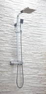 VaresA Chrome Bathroom Square Exposed Shower with Rigid Riser & Handset & Free Fast Fixing Kit